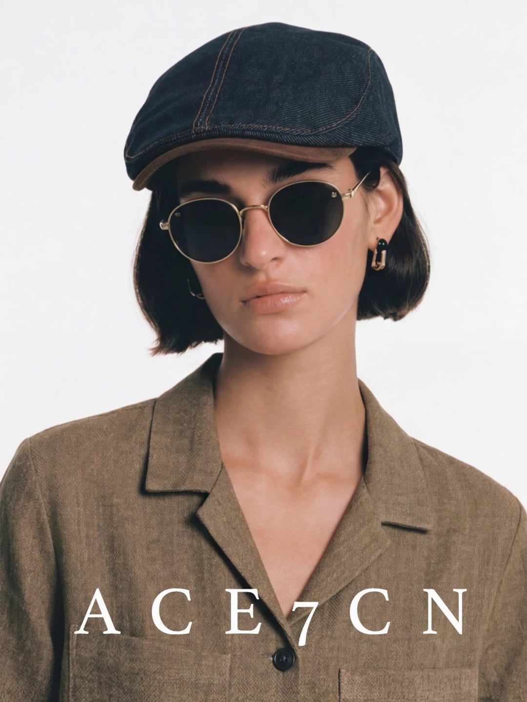Suede-Peak Denim Flat Cap — ACE7CN