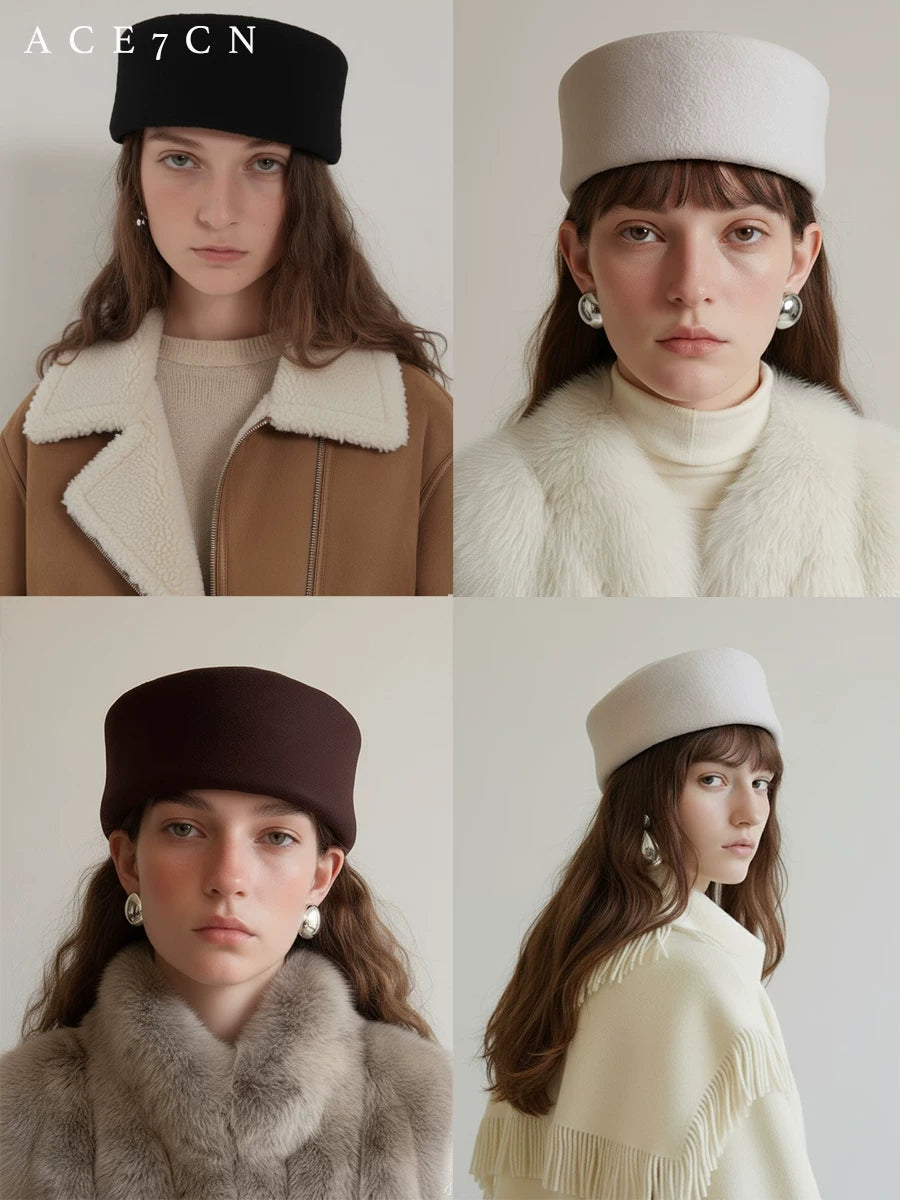 Large-Fit Wool Pillbox Hat — ACE7CN