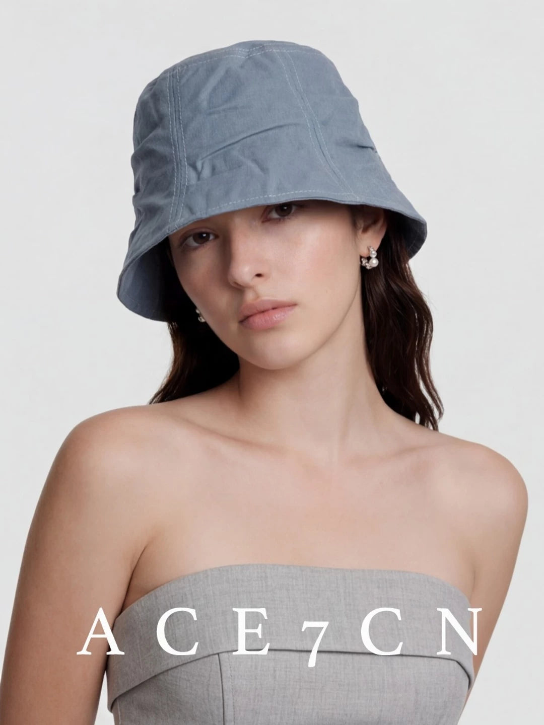 Hand-Pleated Cotton Bucket Hat — ACE7CN
