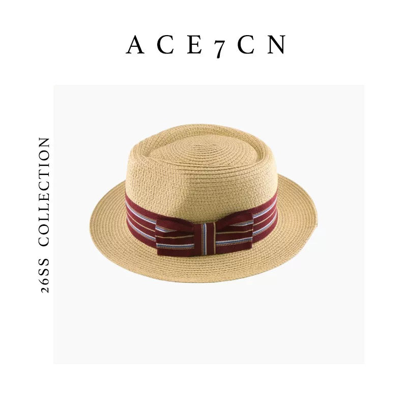 Striped-Band Straw Fedora — ACE7CN