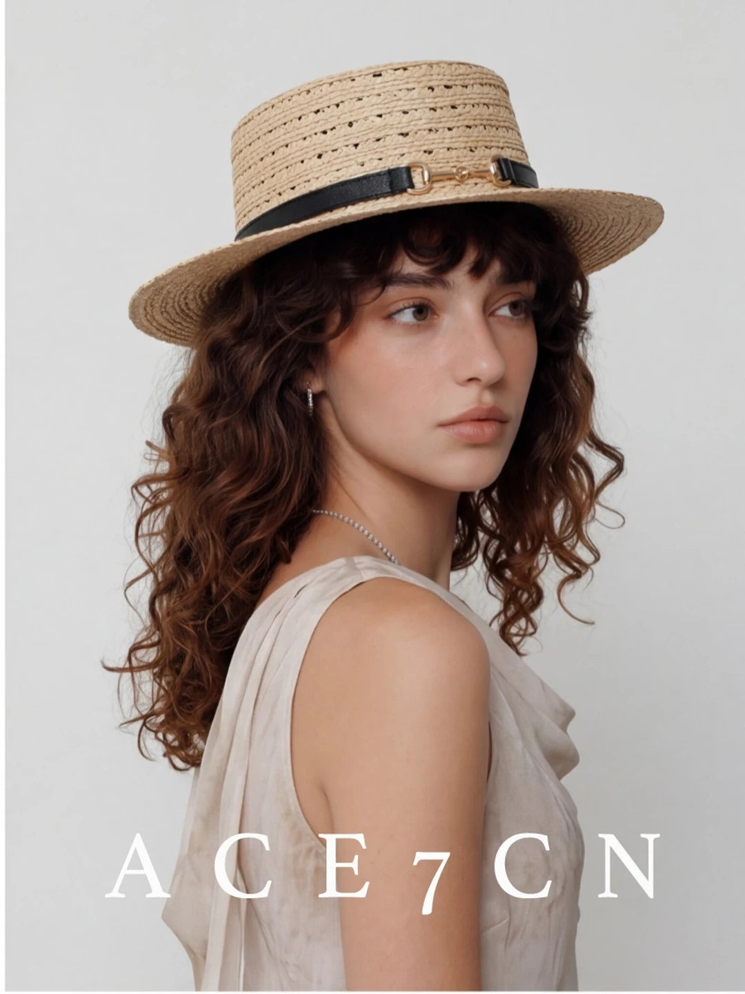 Openwork Wide-Brim Raffia Boater — ACE7CN
