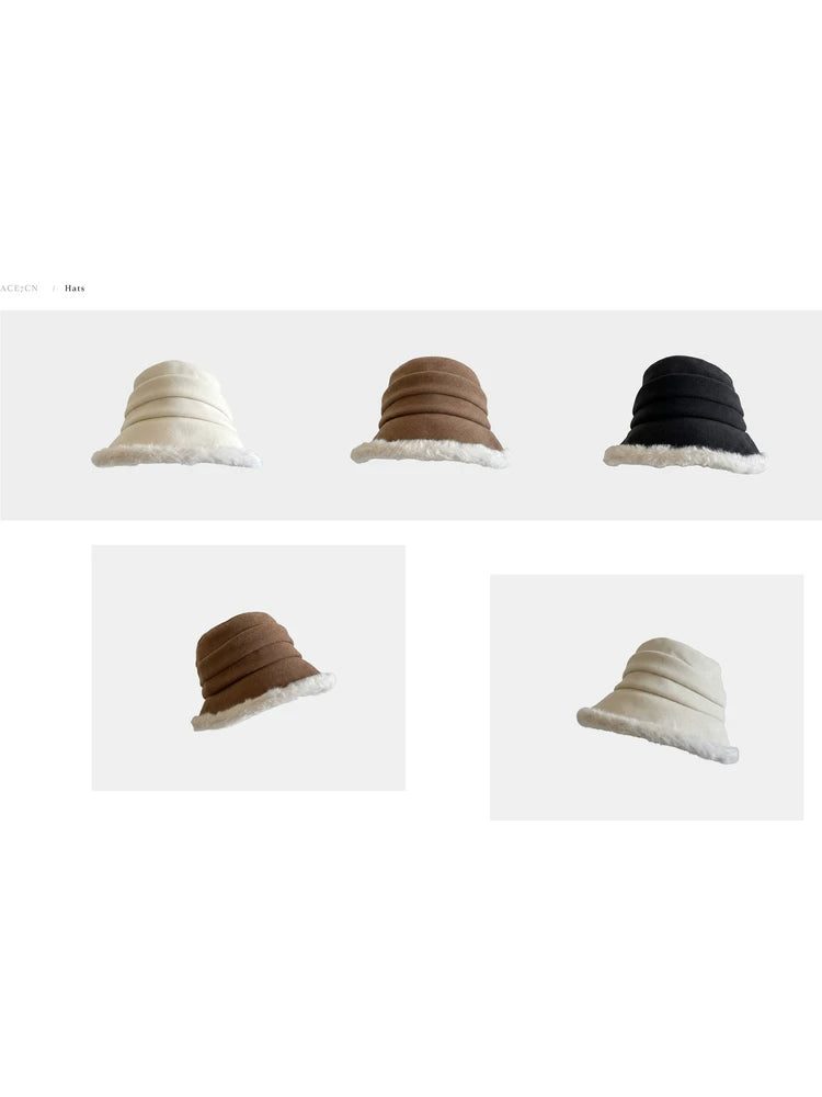 Shearling-Effect Cloche Bucket Hat — ACE7CN