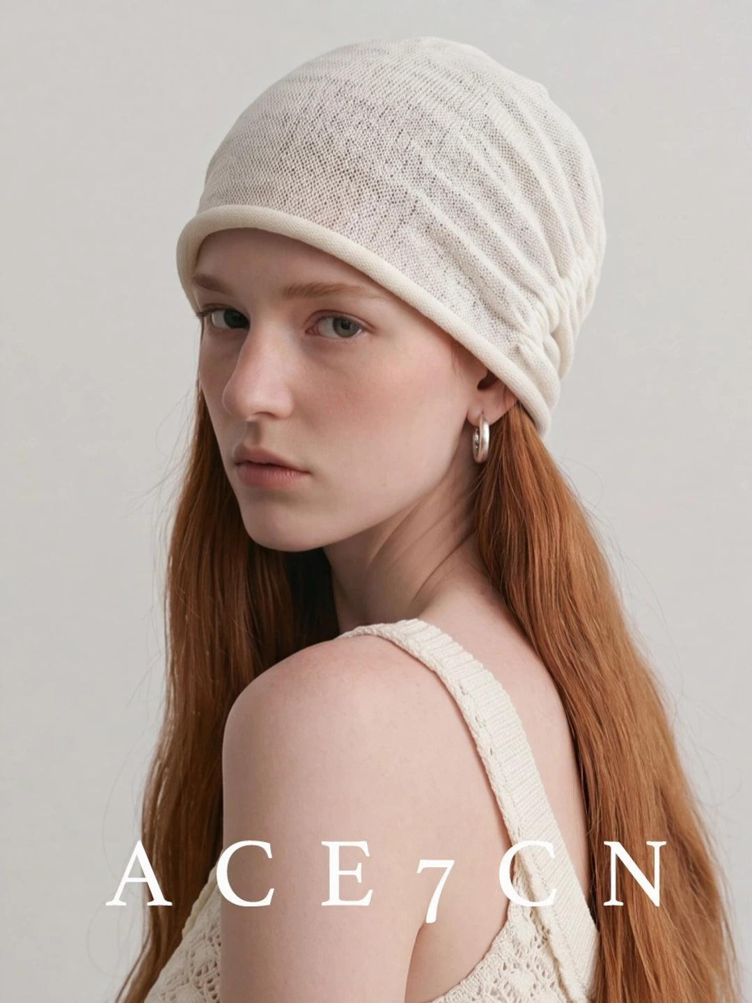 Pleated Linen Knit Beanie — ACE7CN