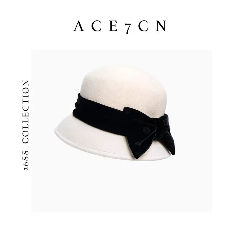 Japanese Niche 100 Wool Lampshade Bucket Hat Camellia