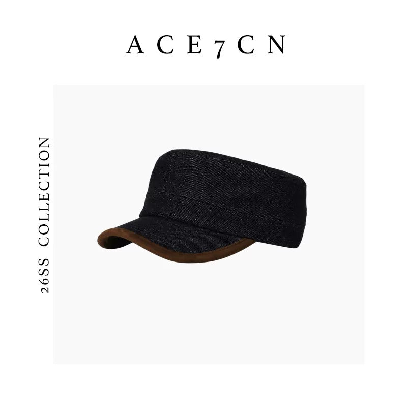 Blue Distressed Denim Riding Cap — ACE7CN