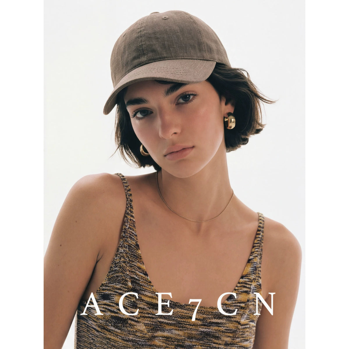 Denim-Linen Equestrian Cap — ACE7CN