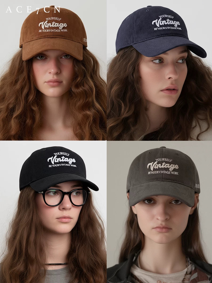 Letter-Embroidered Soft-Crown Baseball Cap — ACE7CN