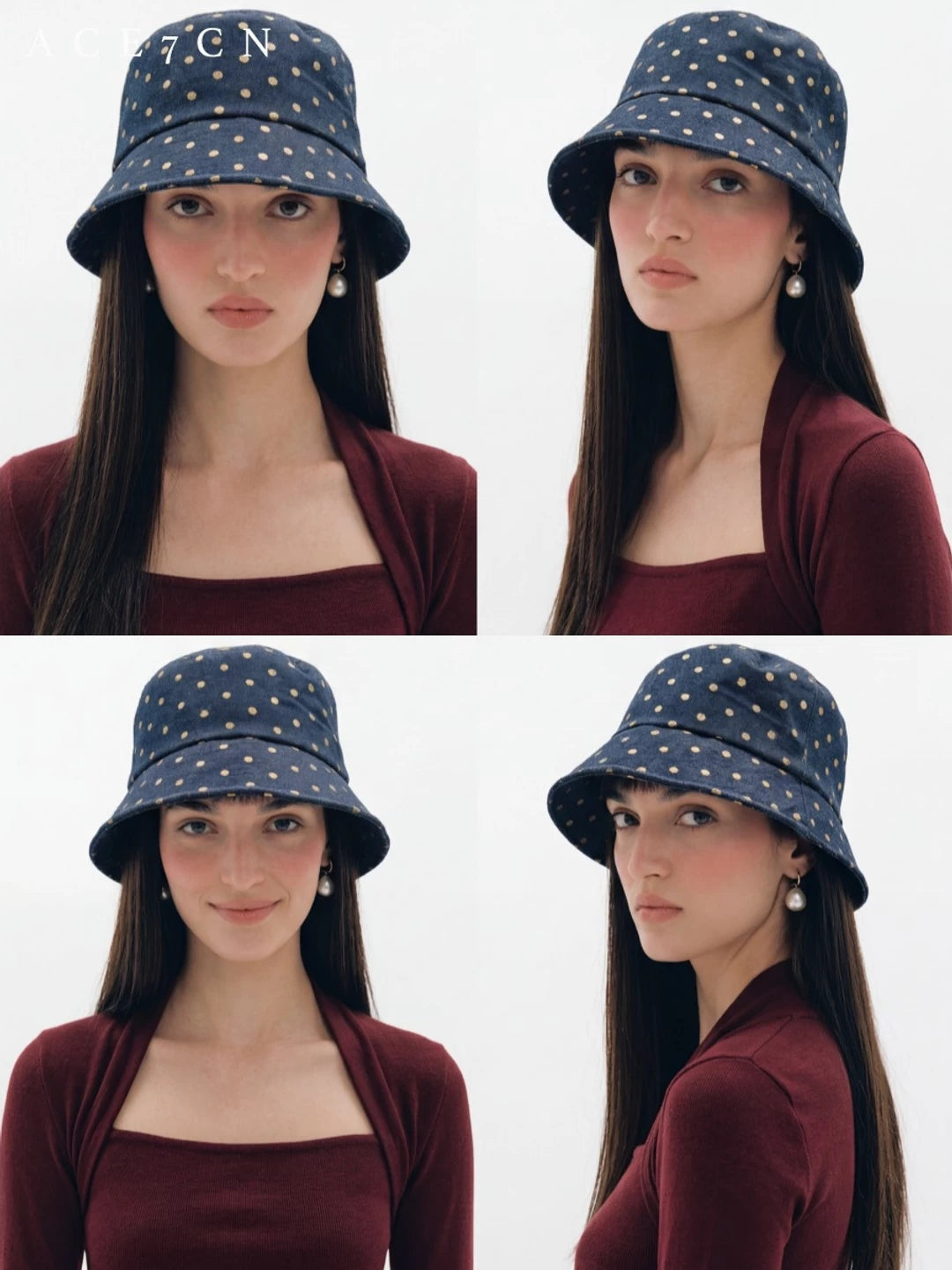 Polka-Dot Short-Brim Bucket Hat — ACE7CN