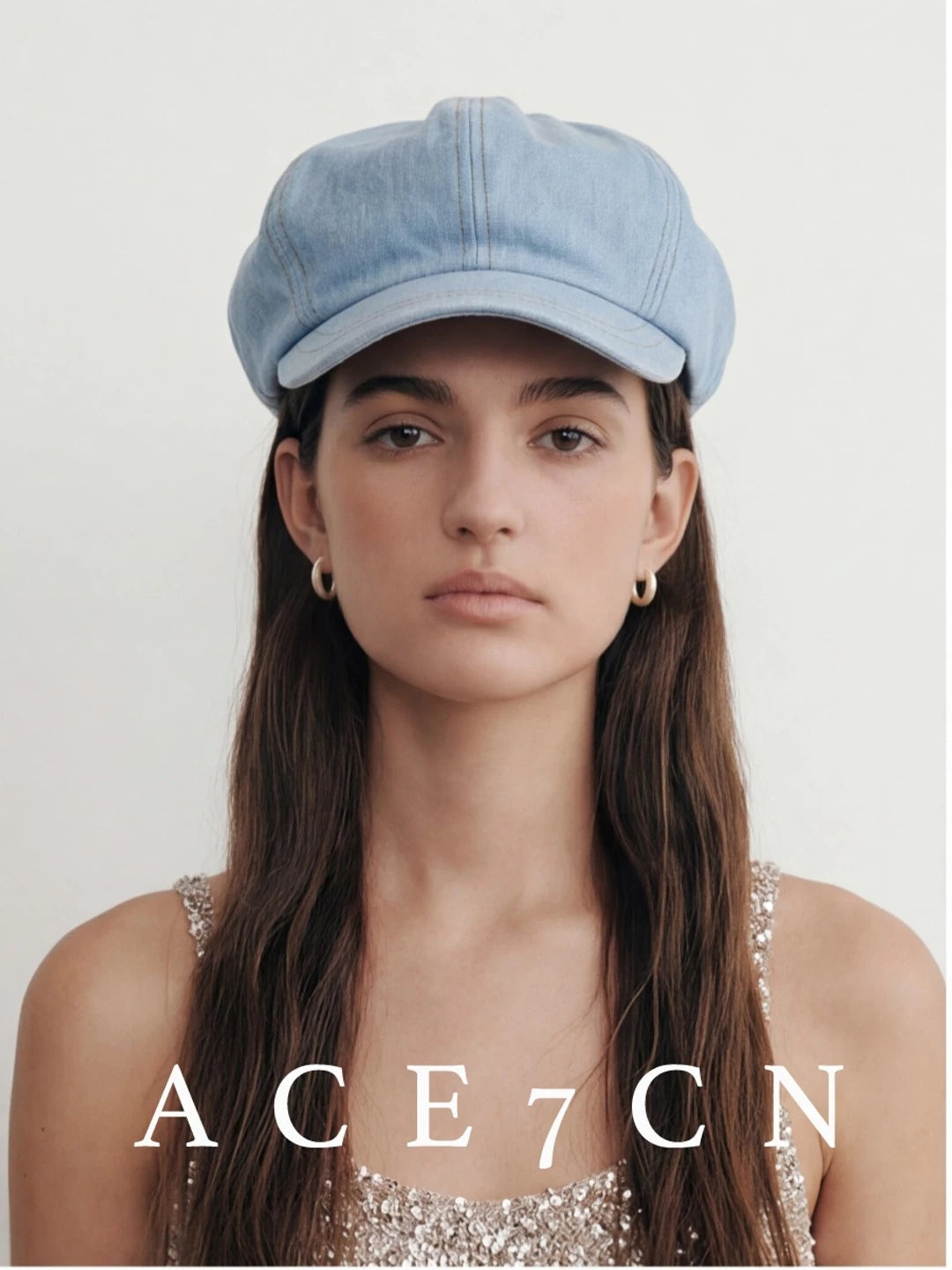 Denim Octagonal Newsboy Cap — ACE7CN