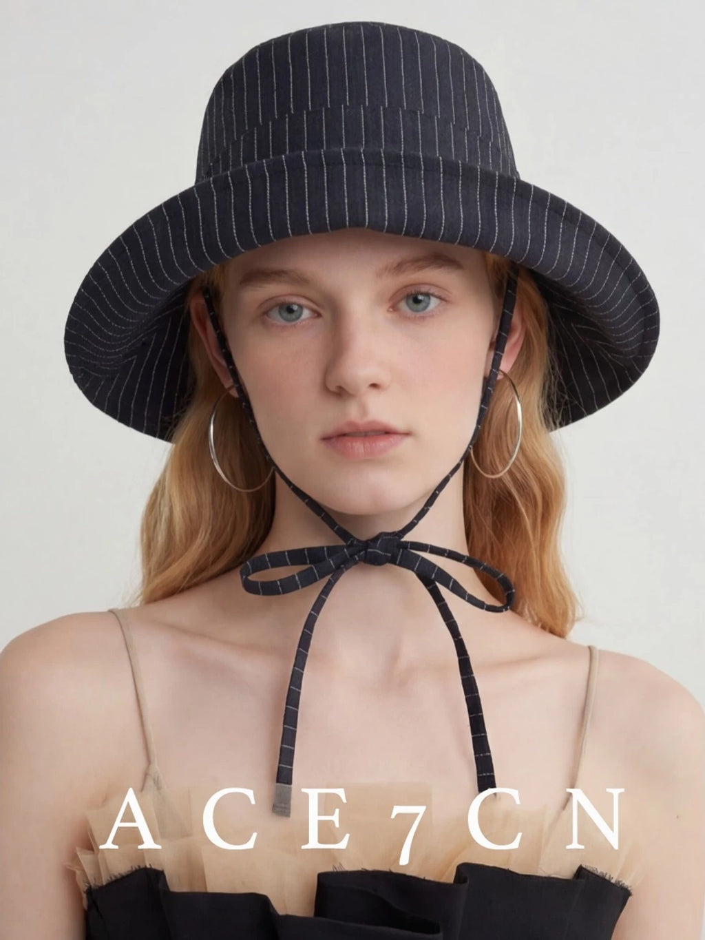 Wide-Brim Striped Bucket Hat — ACE7CN