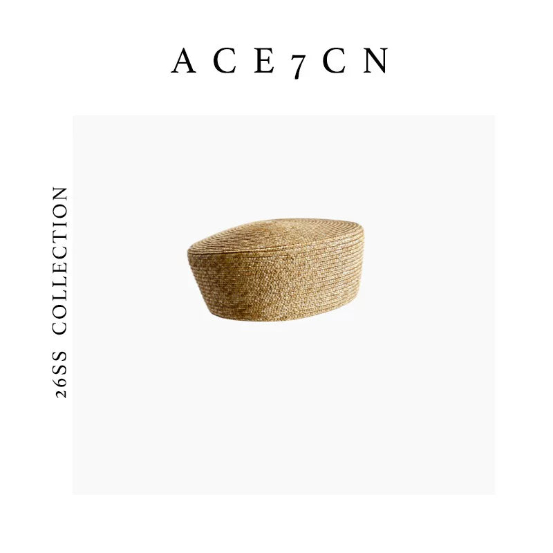 Handmade Straw Flat-Top Pillbox Hat — ACE7CN