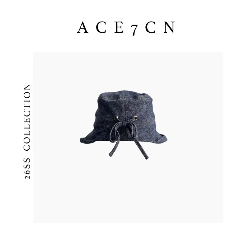 Bow-Trim Denim Bucket Hat — ACE7CN