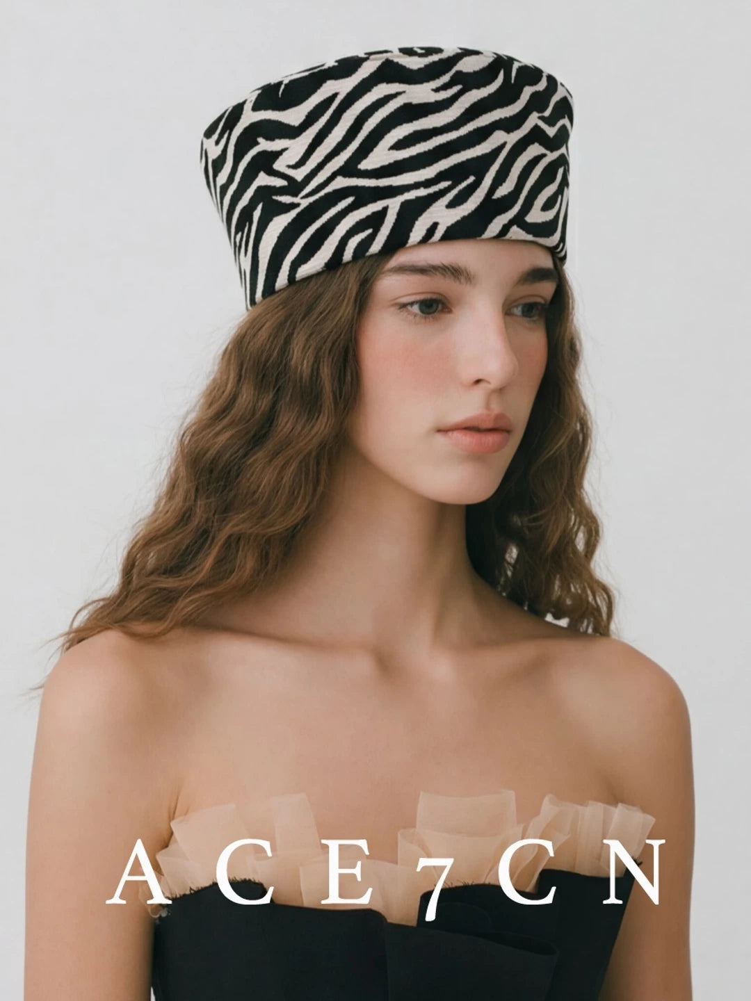Oversized Zebra Pillbox Hat — ACE7CN