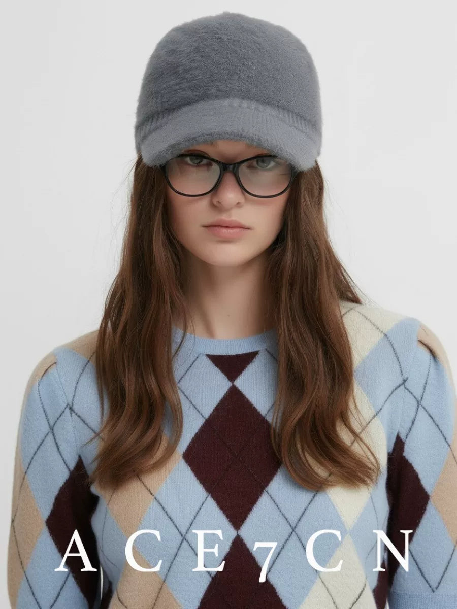 Nordic Muted Knit Fluffy Hat No-Makeup Essential Warm