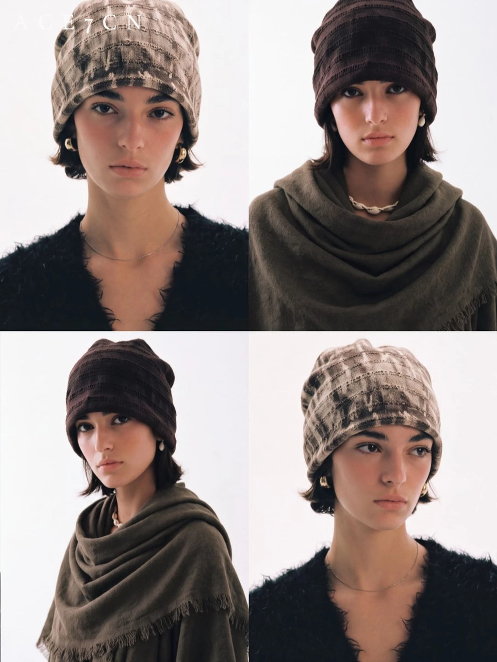 Ink-Dyed Pleated Turban Beanie — ACE7CN