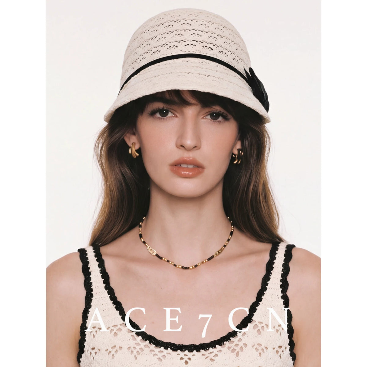 Openwork Lace Equestrian Cap — ACE7CN