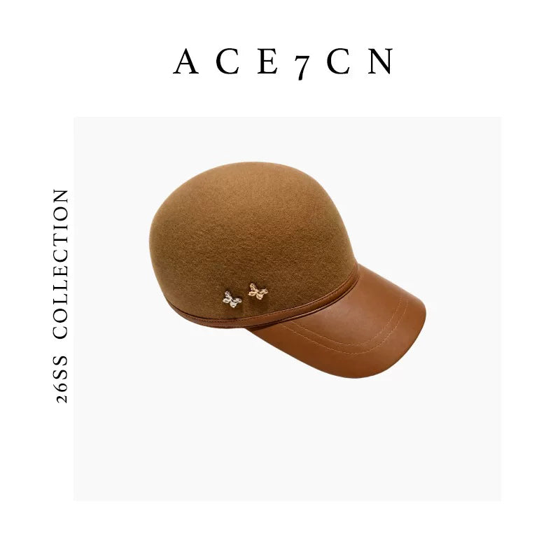 Leather-Peak Wool Felt Equestrian Cap — ACE7CN