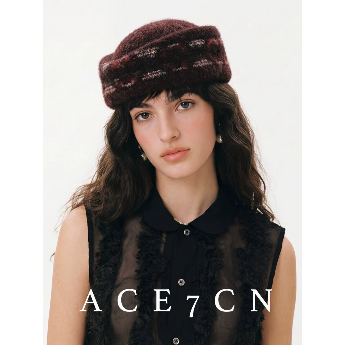 Jacquard Knit Pillbox Hat — ACE7CN