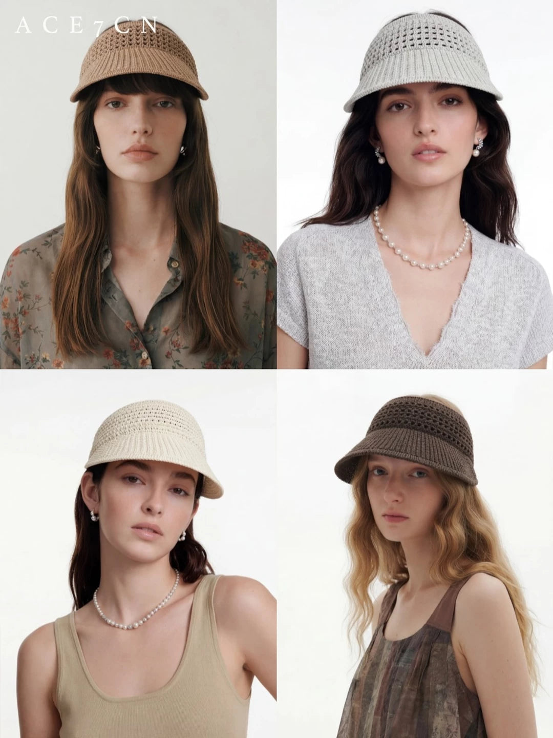 Openwork Woven Wide-Brim Visor — ACE7CN