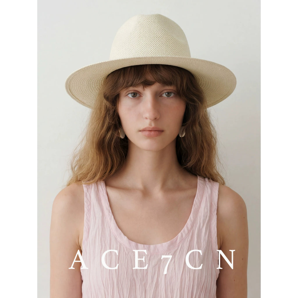 Structured Woven Straw Fedora — ACE7CN