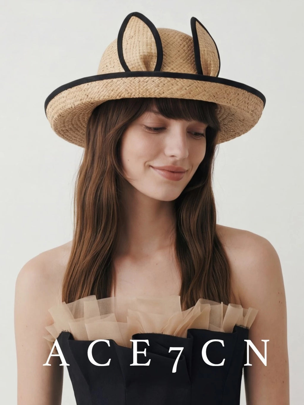 Bunny-Ear Raffia Hat — ACE7CN