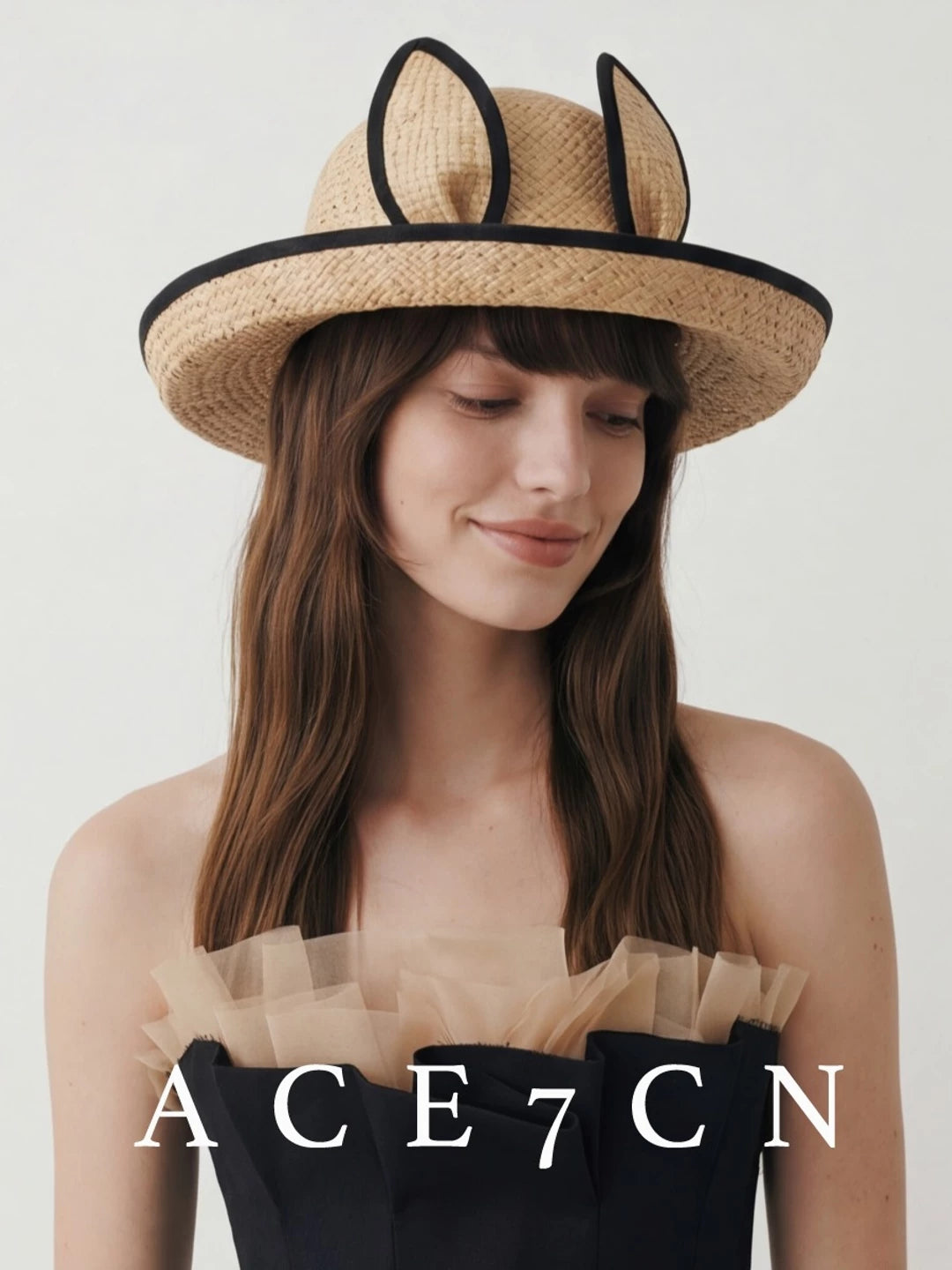 Bunny-Ear Raffia Hat — ACE7CN