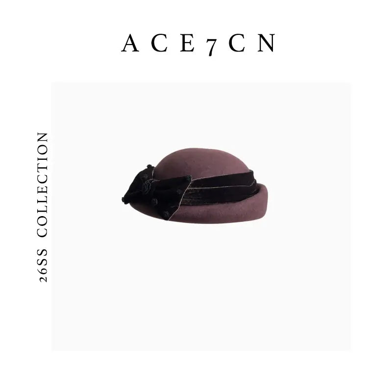 Velvet-Bow Wool Pillbox Hat — ACE7CN