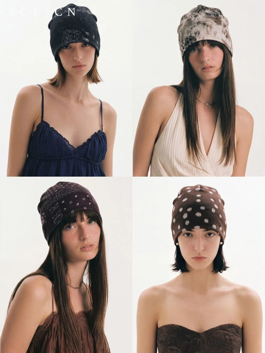 Pleated Lightweight Head Scarf Hat — ACE7CN