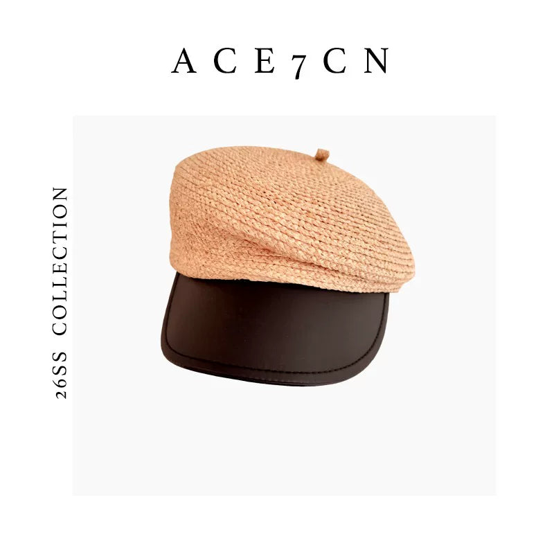 Two-Tone Raffia Equestrian Cap — ACE7CN