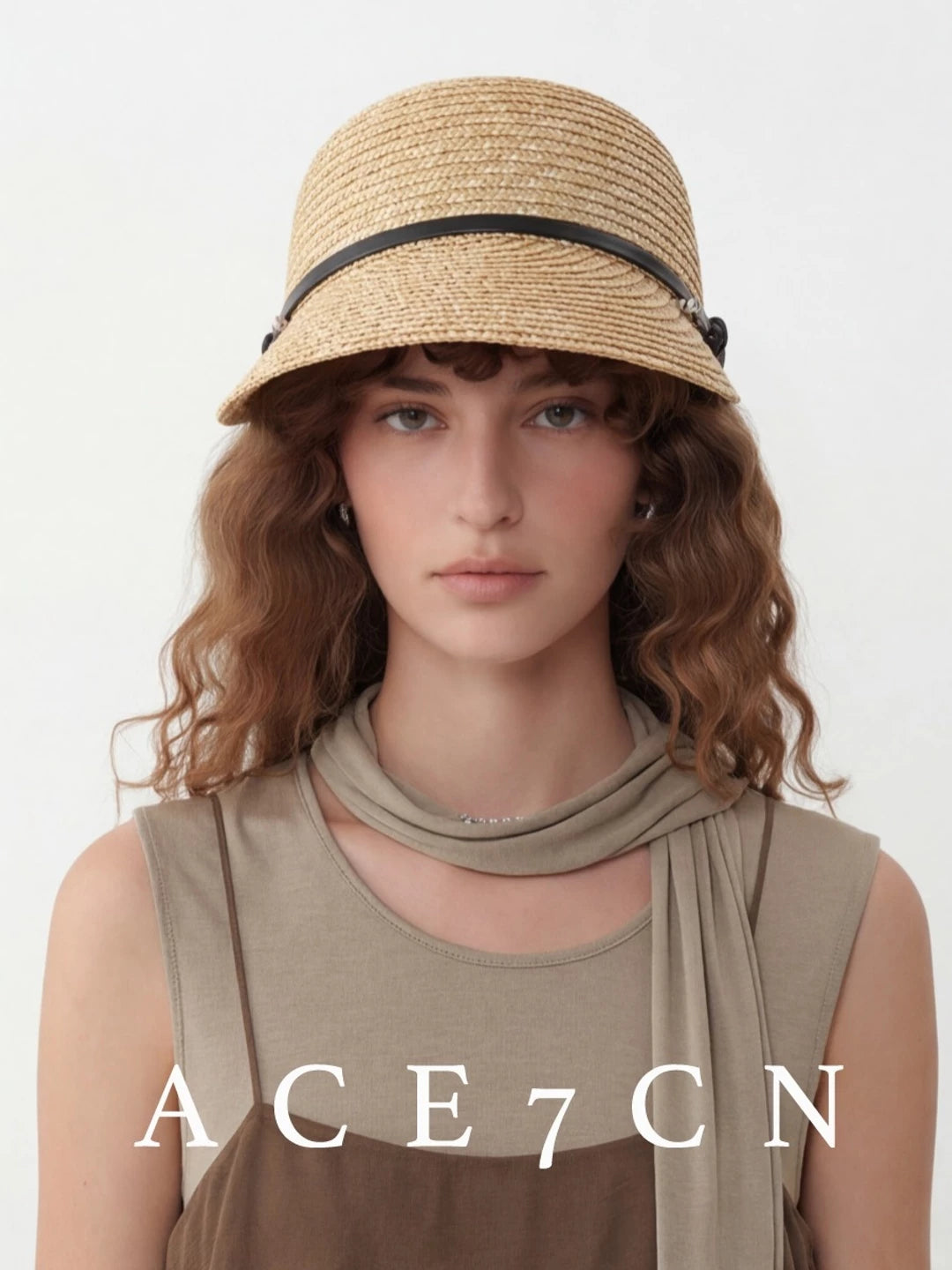 Hand-Woven Raffia Equestrian Cap — ACE7CN