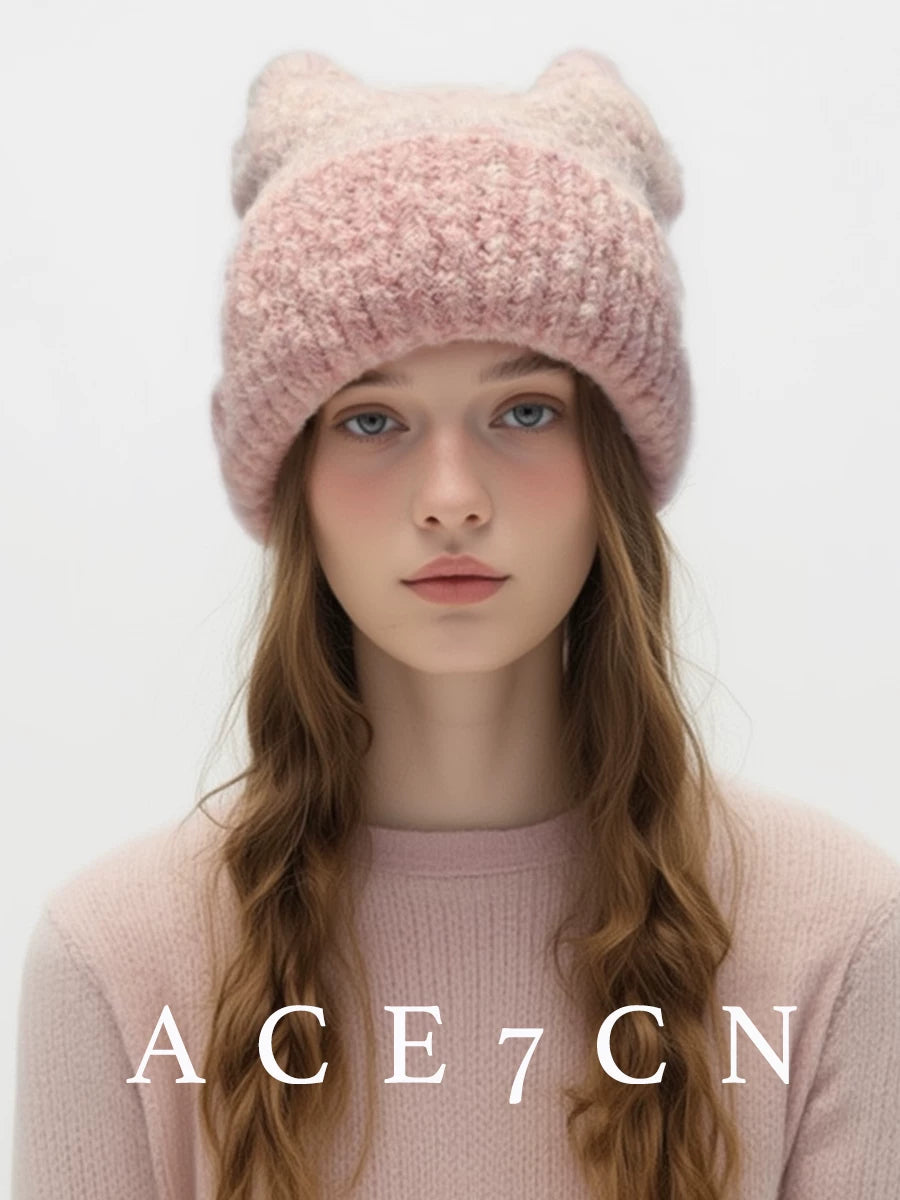 Fluffy Cat-Ear Ear-Flap Beanie — ACE7CN