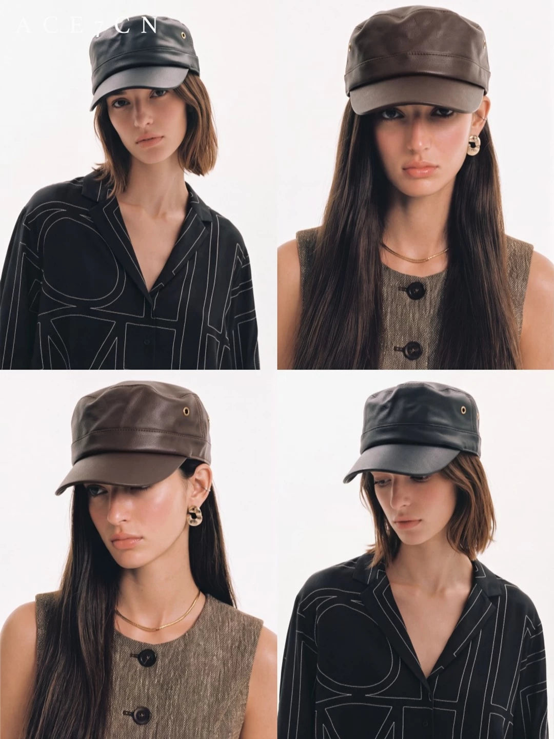 Matte Faux-Leather Equestrian Cap — ACE7CN
