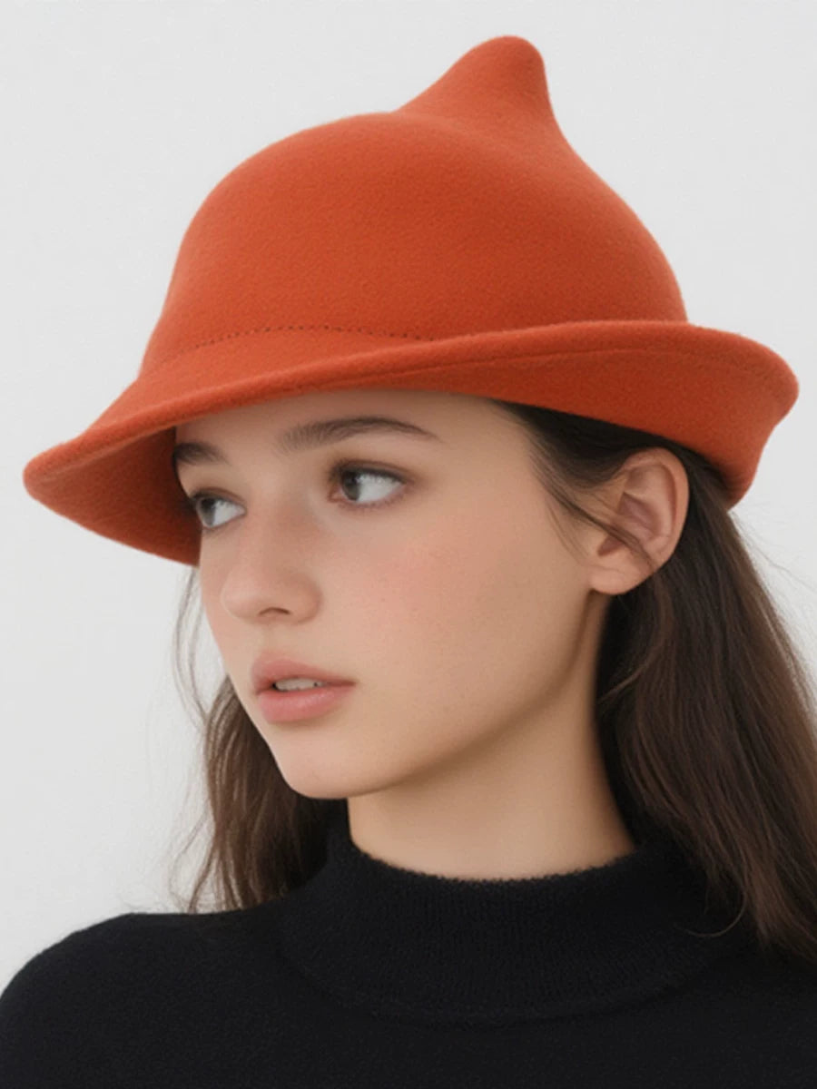 Pointed Roll-Brim Wool Felt Hat — ACE7CN