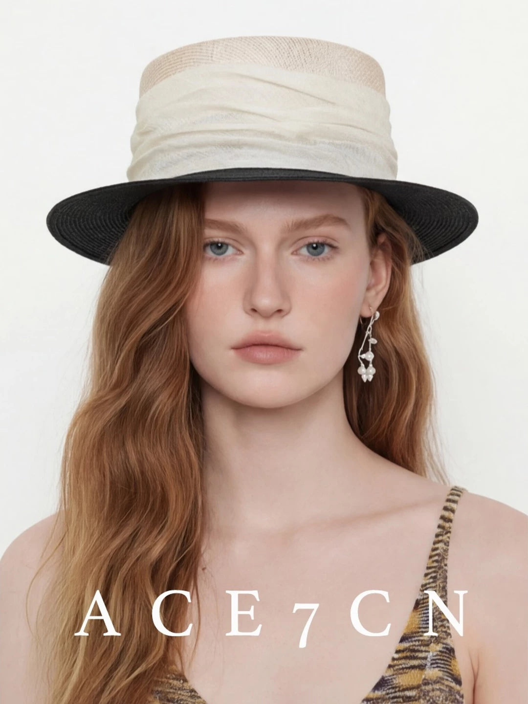 Wide-Brim Flat-Top Straw Boater — ACE7CN