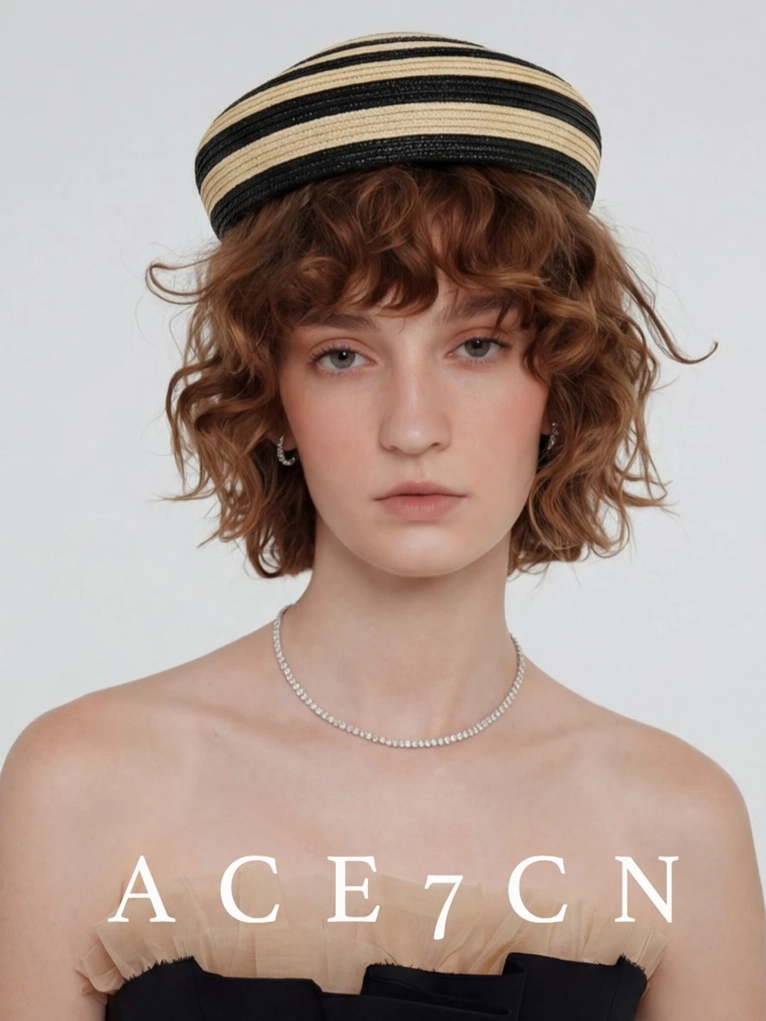 Domed Striped Straw Pillbox Hat — ACE7CN