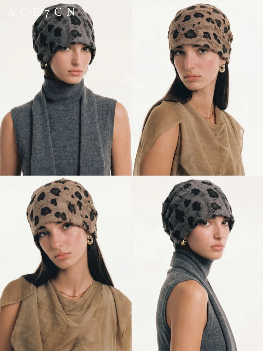 Leopard Slouch Head Scarf Hat — ACE7CN