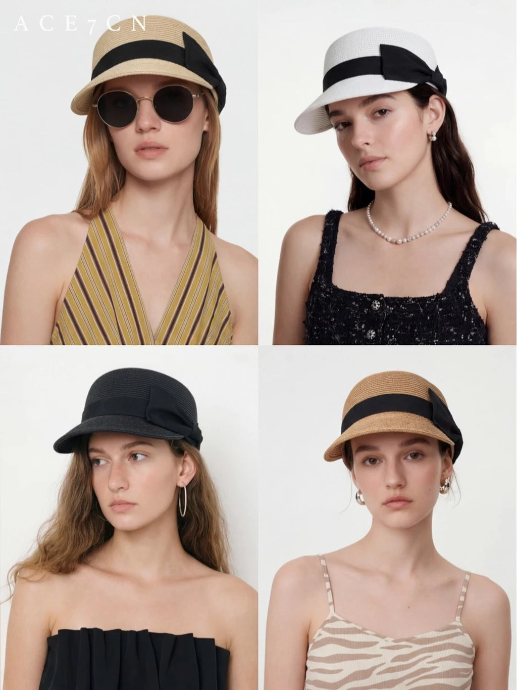 Oversized-Bow Straw Sun Hat — ACE7CN