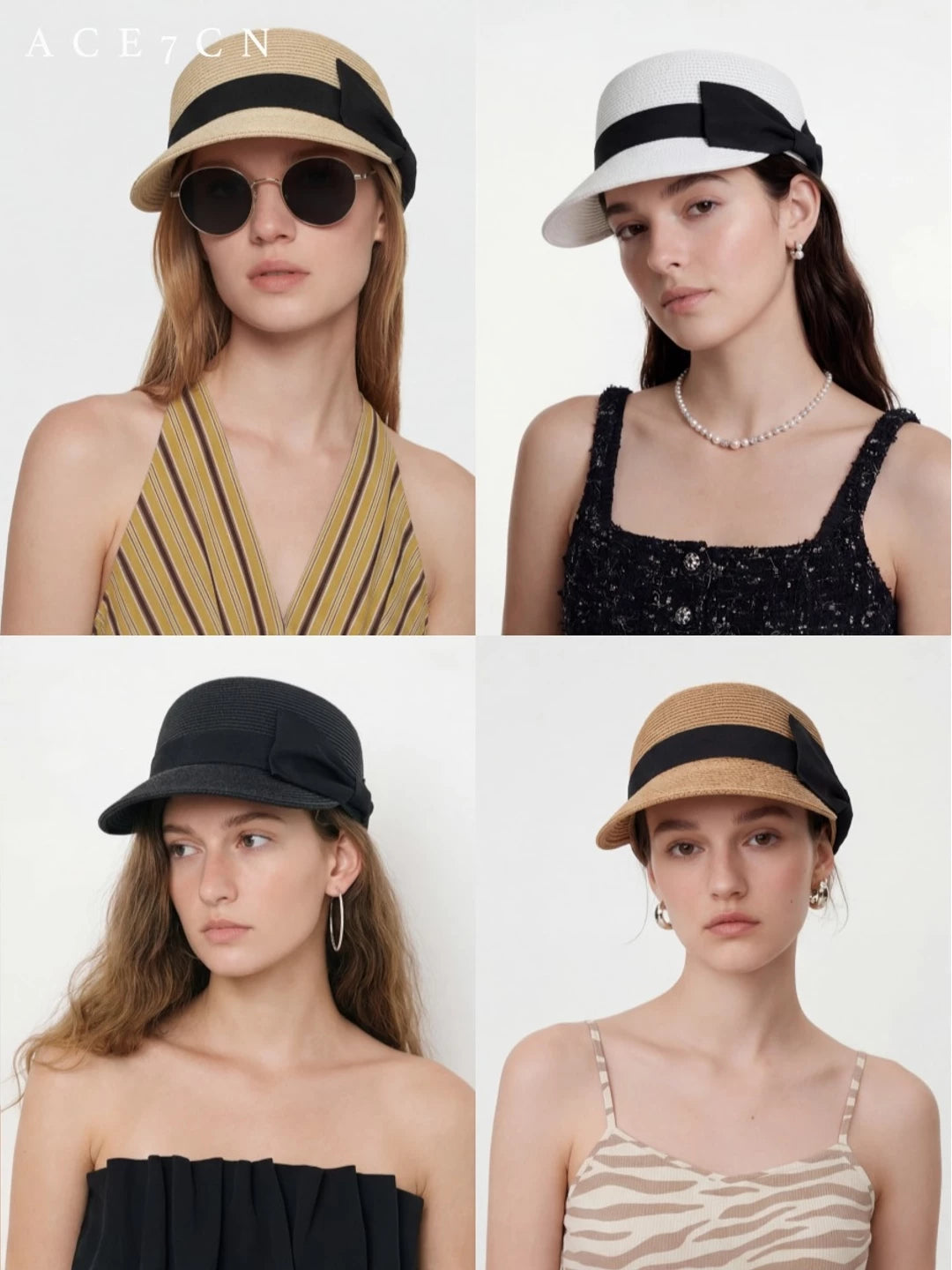 Oversized-Bow Straw Sun Hat — ACE7CN