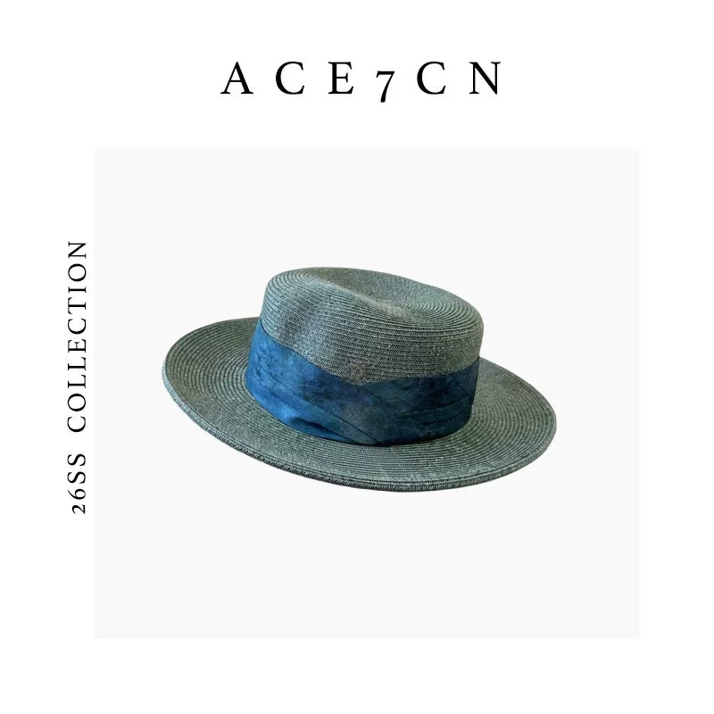 Satin-Ribbon Straw Fedora — ACE7CN