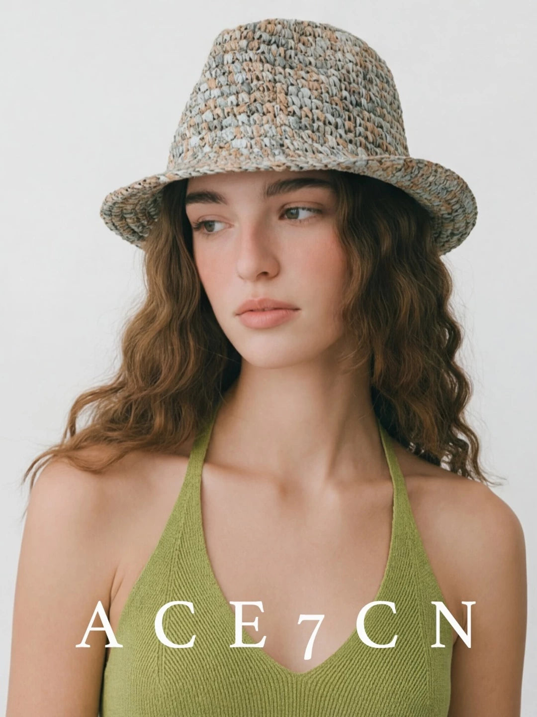 Multicolor Crochet Straw Fedora — ACE7CN