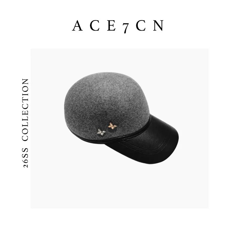 Leather-Peak Wool Felt Equestrian Cap — ACE7CN