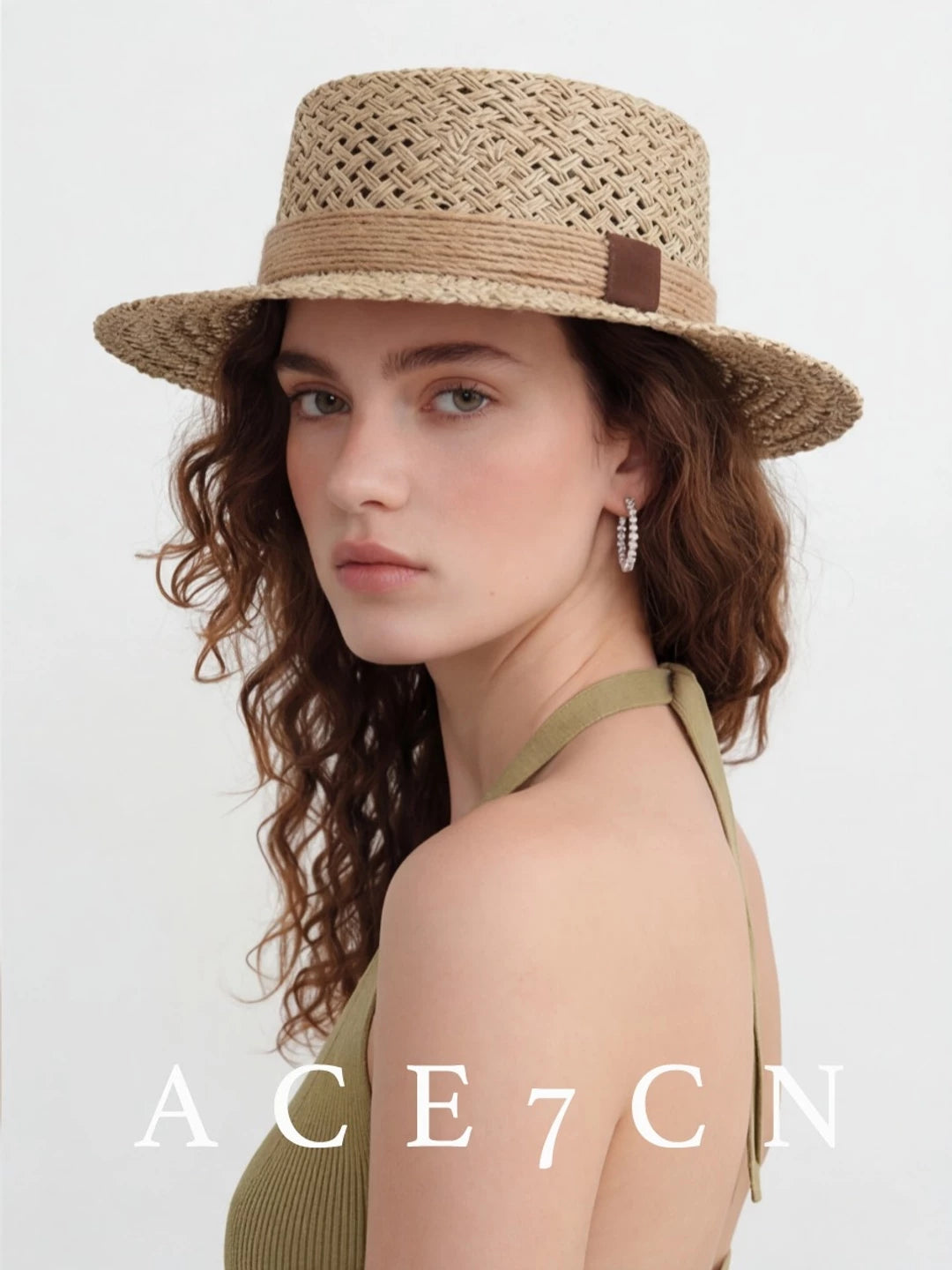 Rope-Trim Openwork Seagrass Boater — ACE7CN