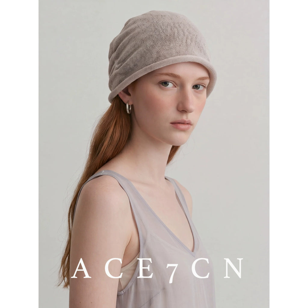 Pleated Linen Knit Beanie — ACE7CN