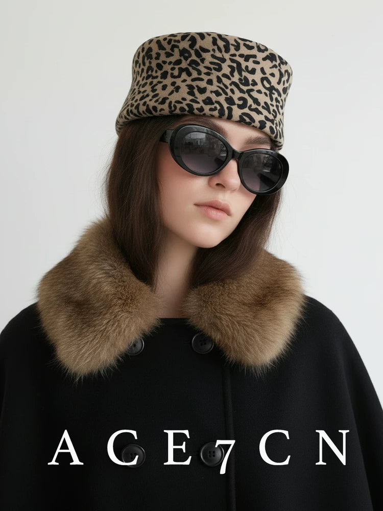 Leopard Wool Pillbox Hat — ACE7CN