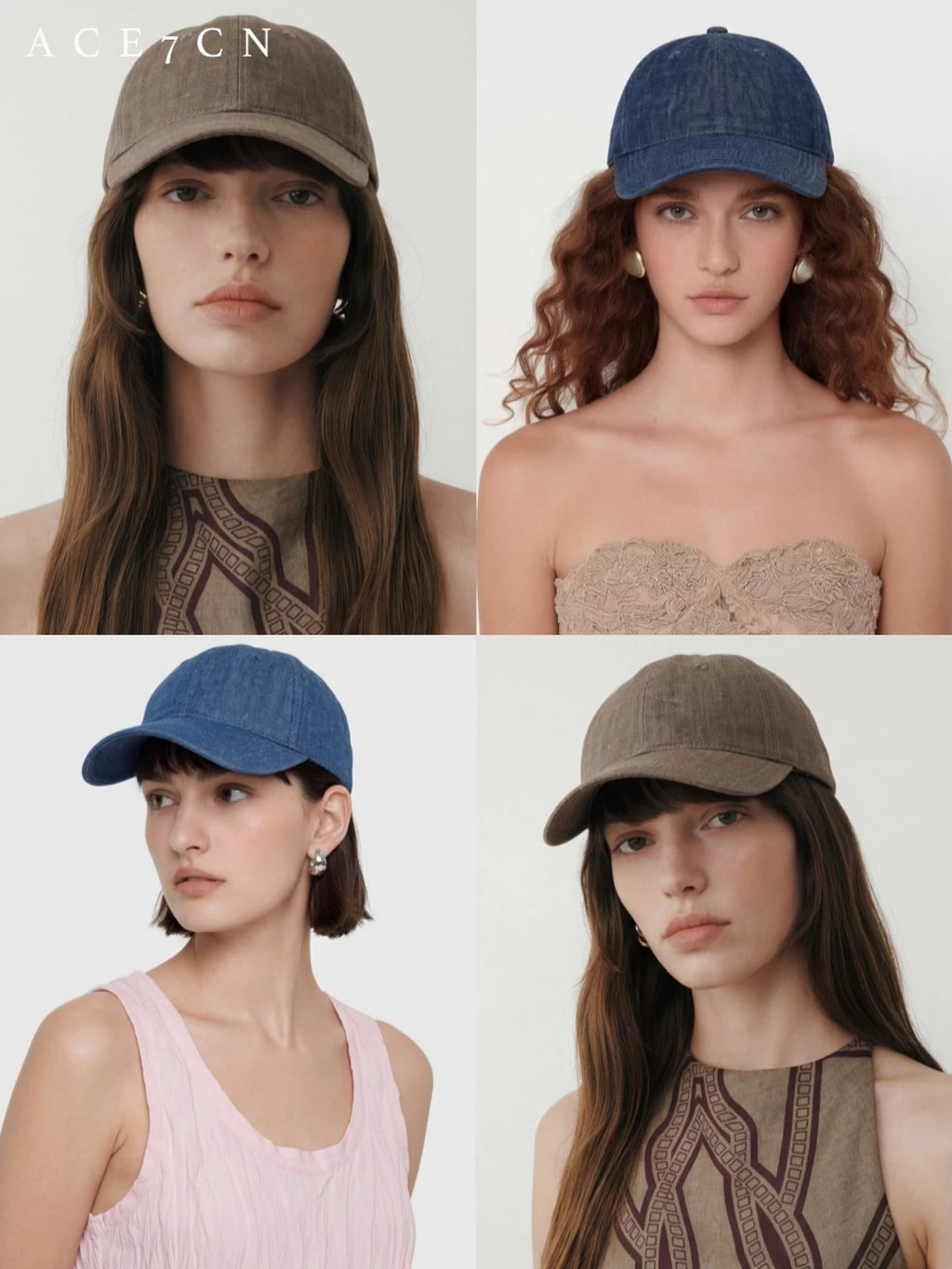 Minimal Denim-Linen Baseball Cap — ACE7CN