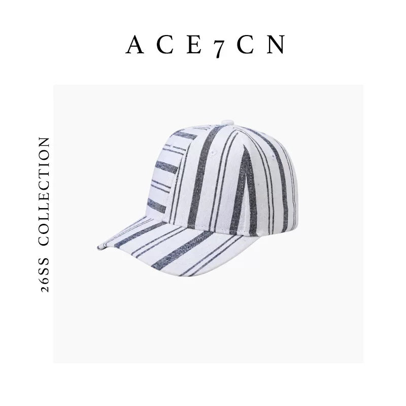 Striped Linen Baseball Cap — ACE7CN