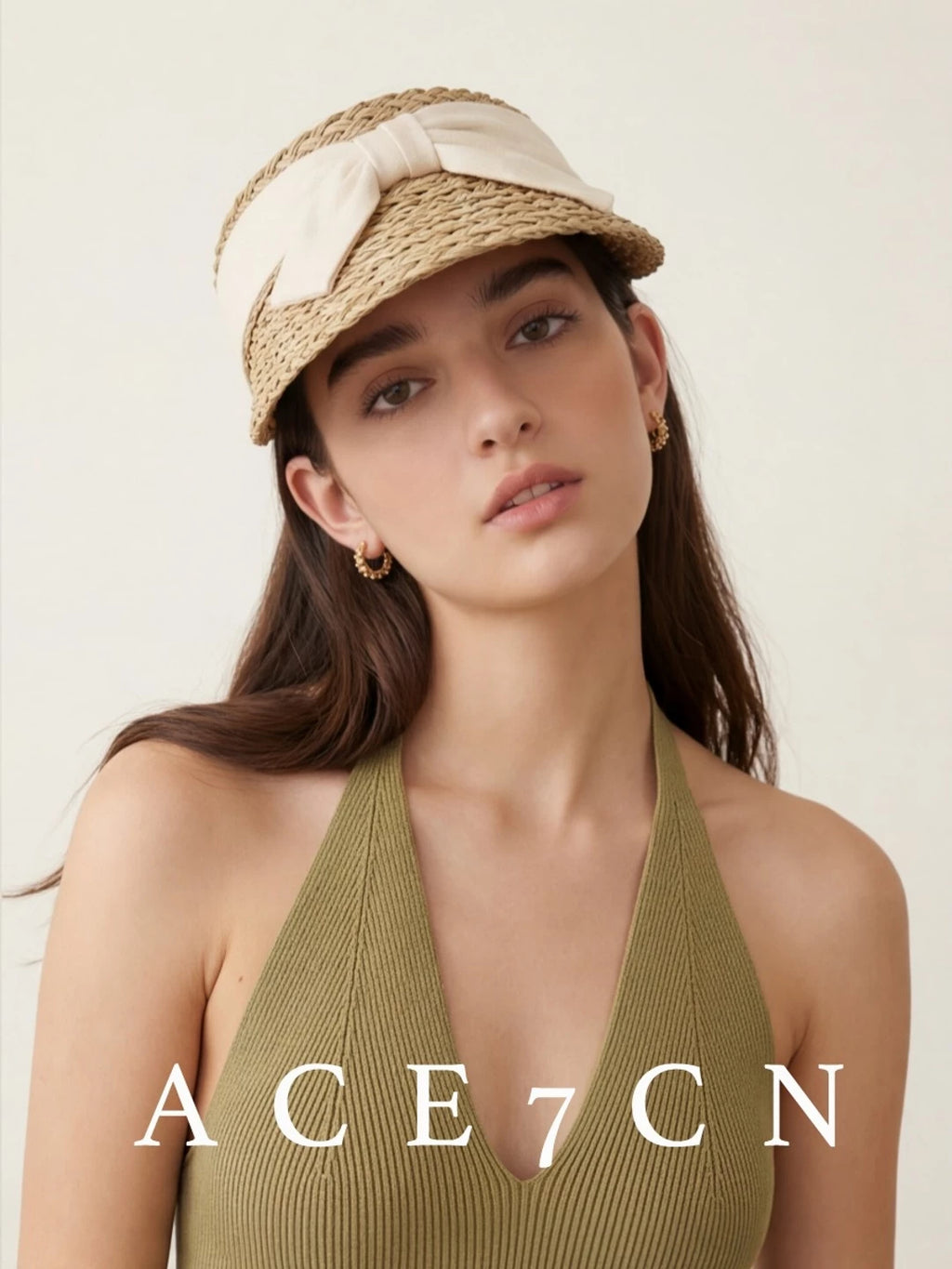 Bow-Detail Straw Visor — ACE7CN