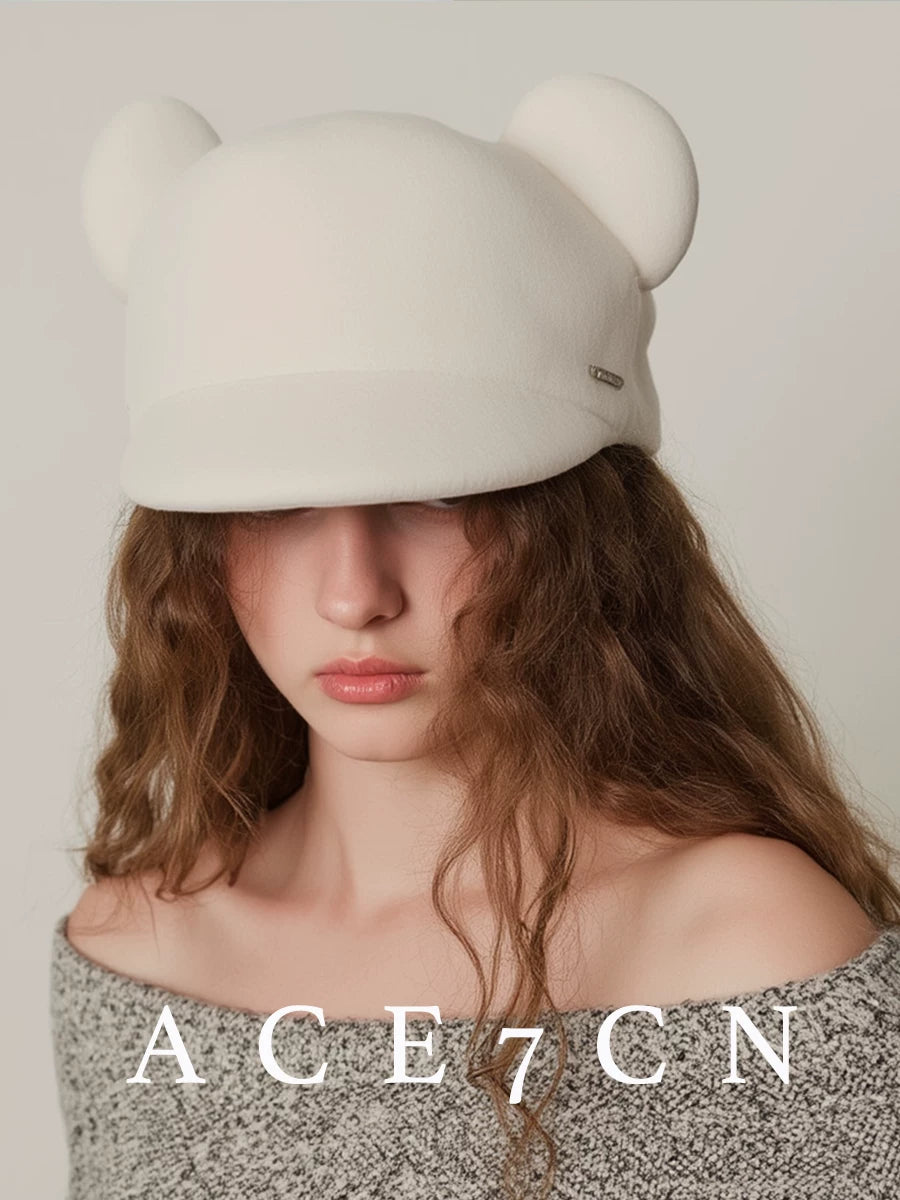 Mouse-Ear Wool-Felt Equestrian Cap — ACE7CN