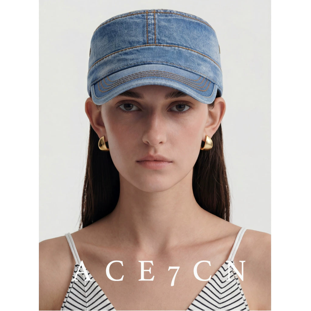 Distressed Denim Equestrian Cap — ACE7CN