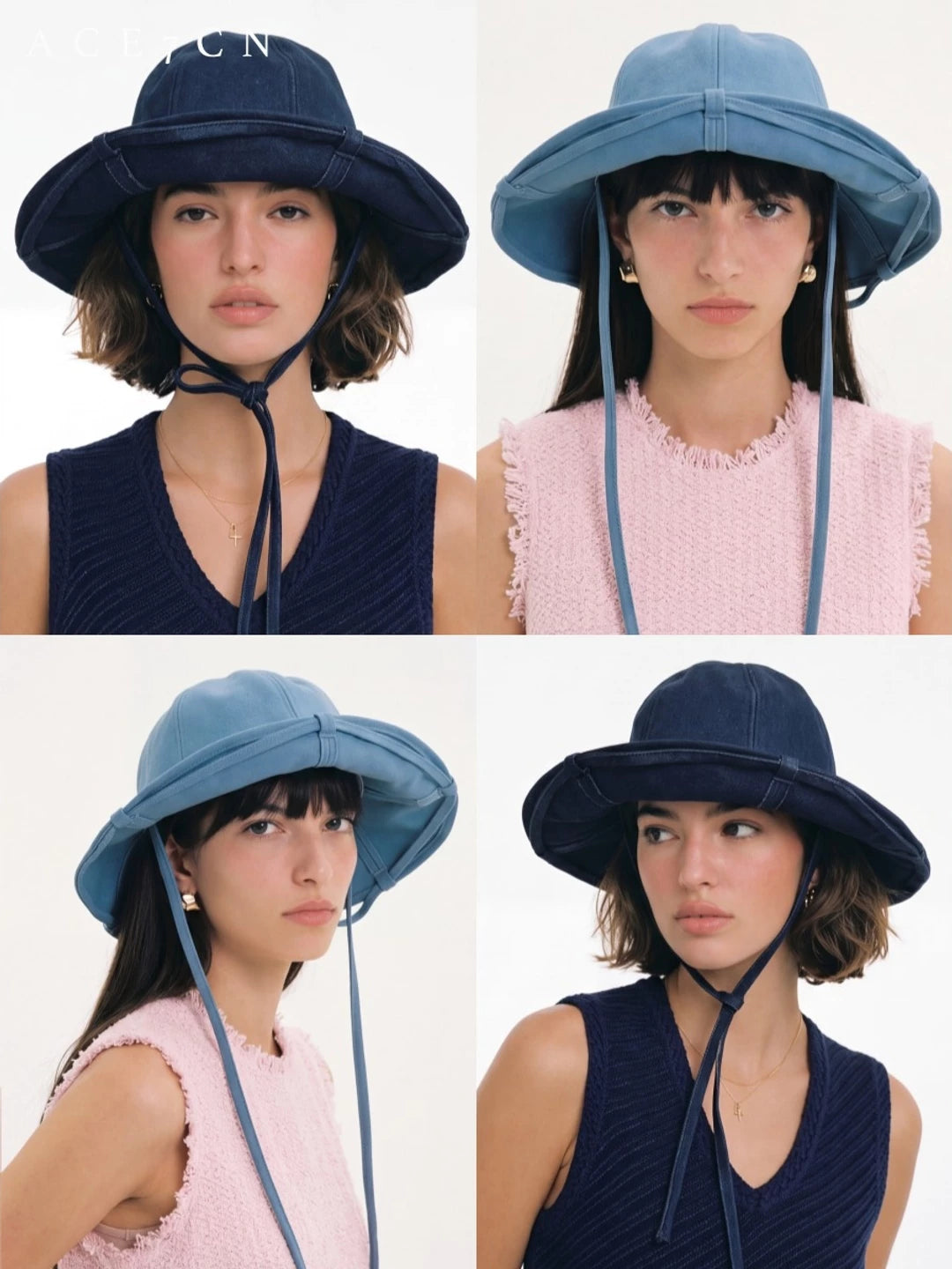 Convertible Washed Denim Bucket Hat — ACE7CN
